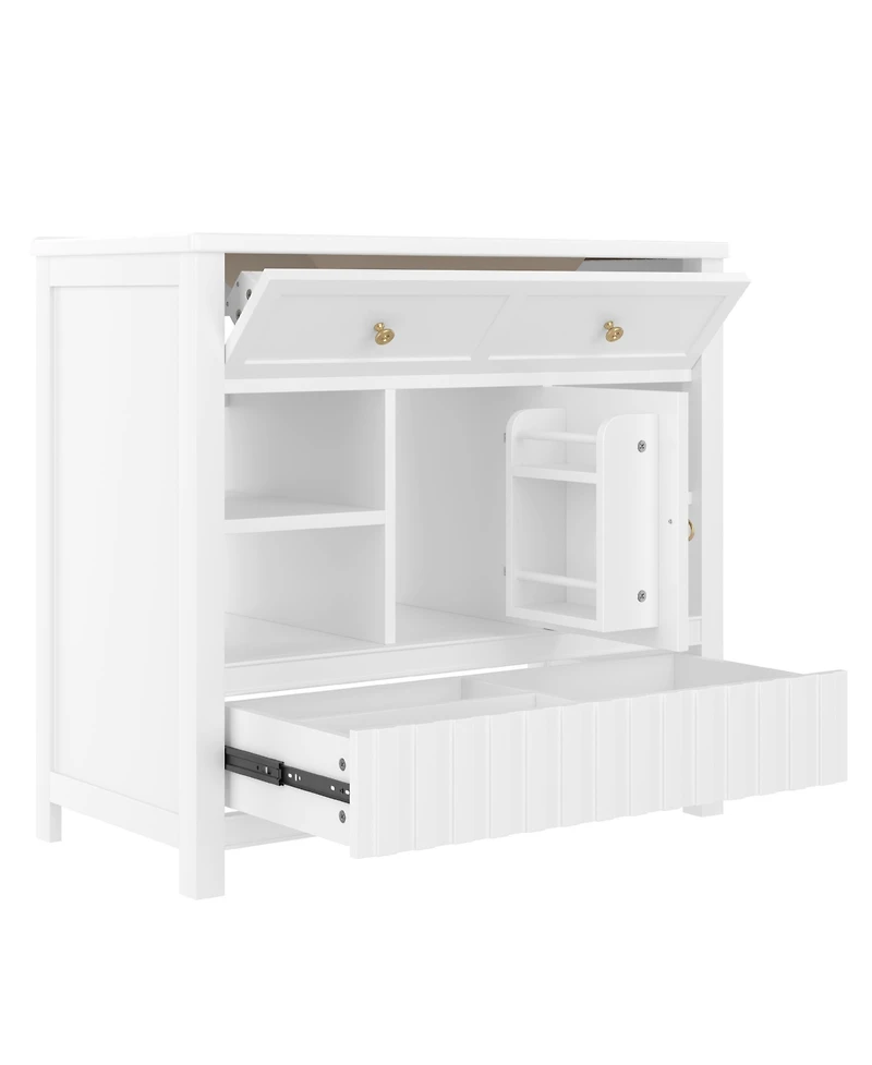 Cesicia 36 in. Bathroom Vanity with Sink, Multi-functional Bathroom Cabinet with Doors, Drawers and Storage Shelves