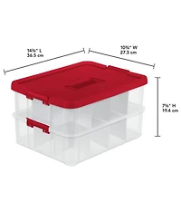 Sterilite 24 Compartment Stack and Carry Christmas Ornament Storage Box (4 Pack)