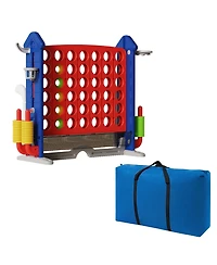 Flynama 4-in-1 Giant Game Set with Jumbo Connect 4, Basketball, Ring Toss & Golf. Adjustable, portable fun for kids & adults