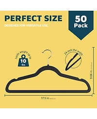 Lifemaster Velvet Clothes Hangers, Velvet, Clothes Hanger, 17.5" x 9" (Pack of 50