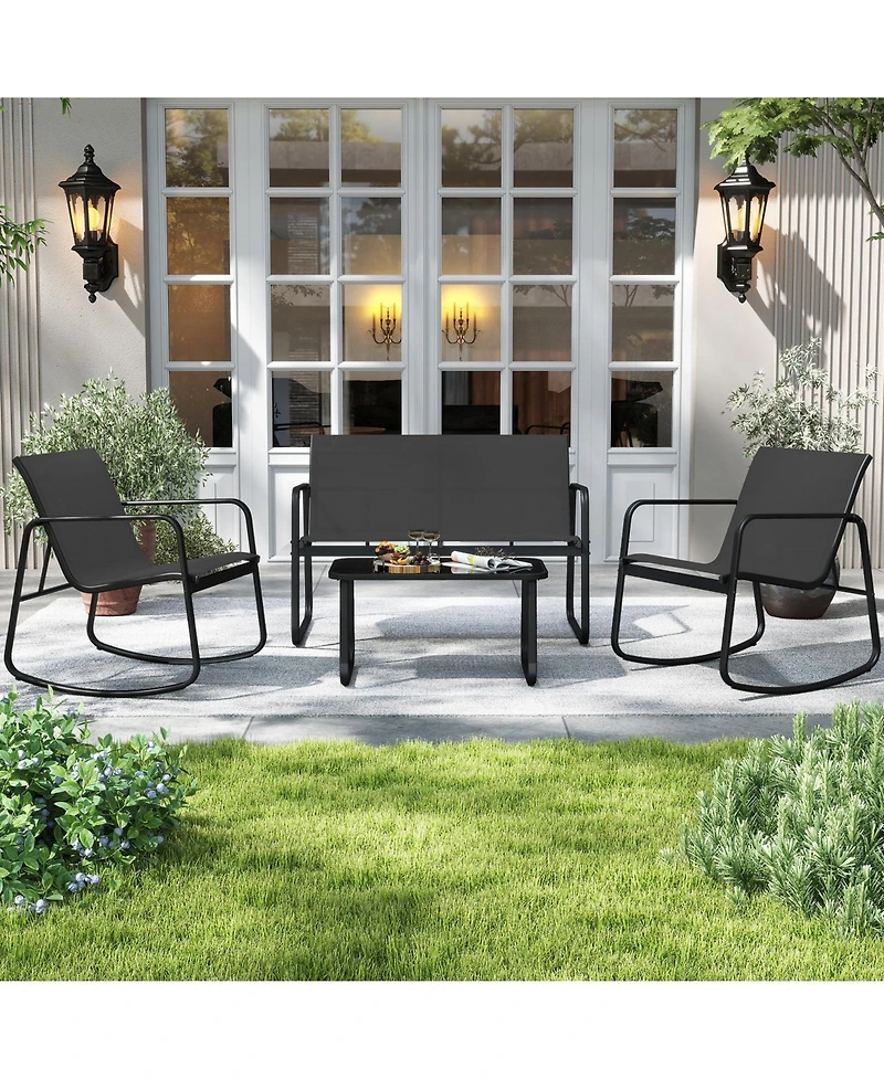 Slickblue 4 Pcs Patio Furniture Set Outdoor Rocker Chair Conversation Set