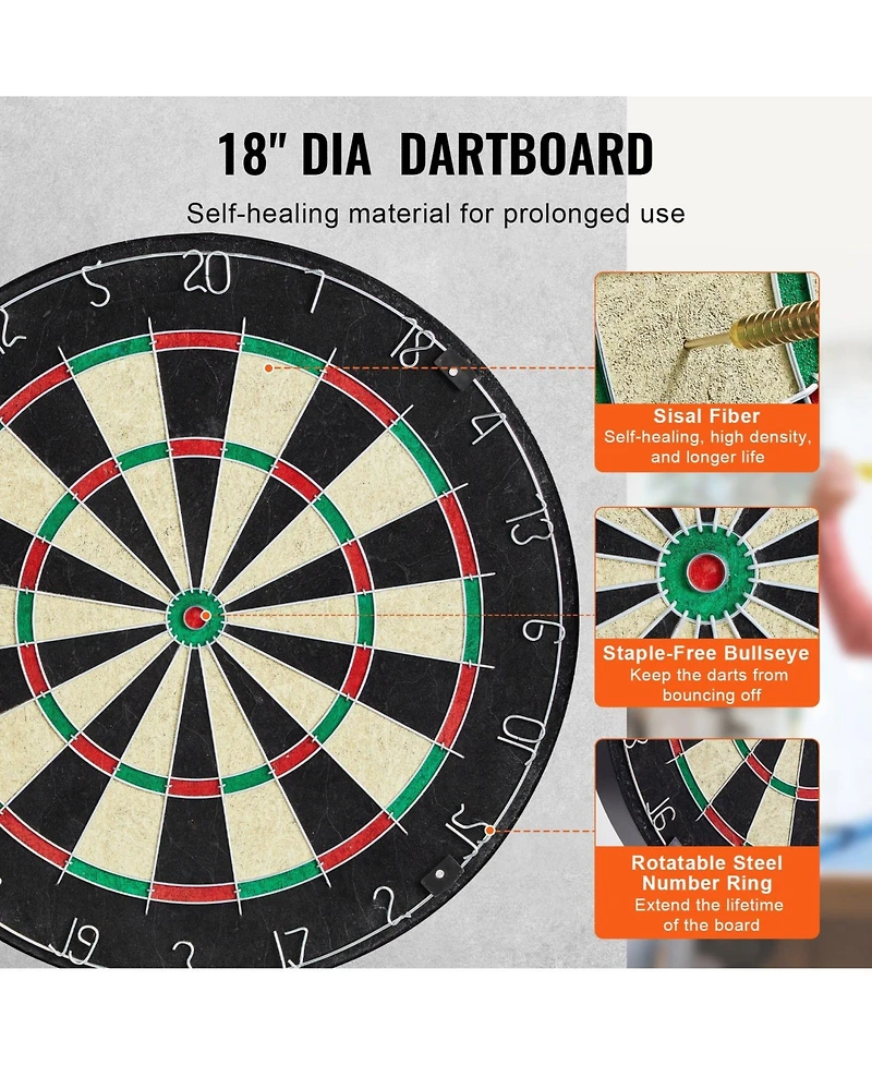 Sugift Dartboard and Cabinet Set with Led Light Official Size Game Bundle