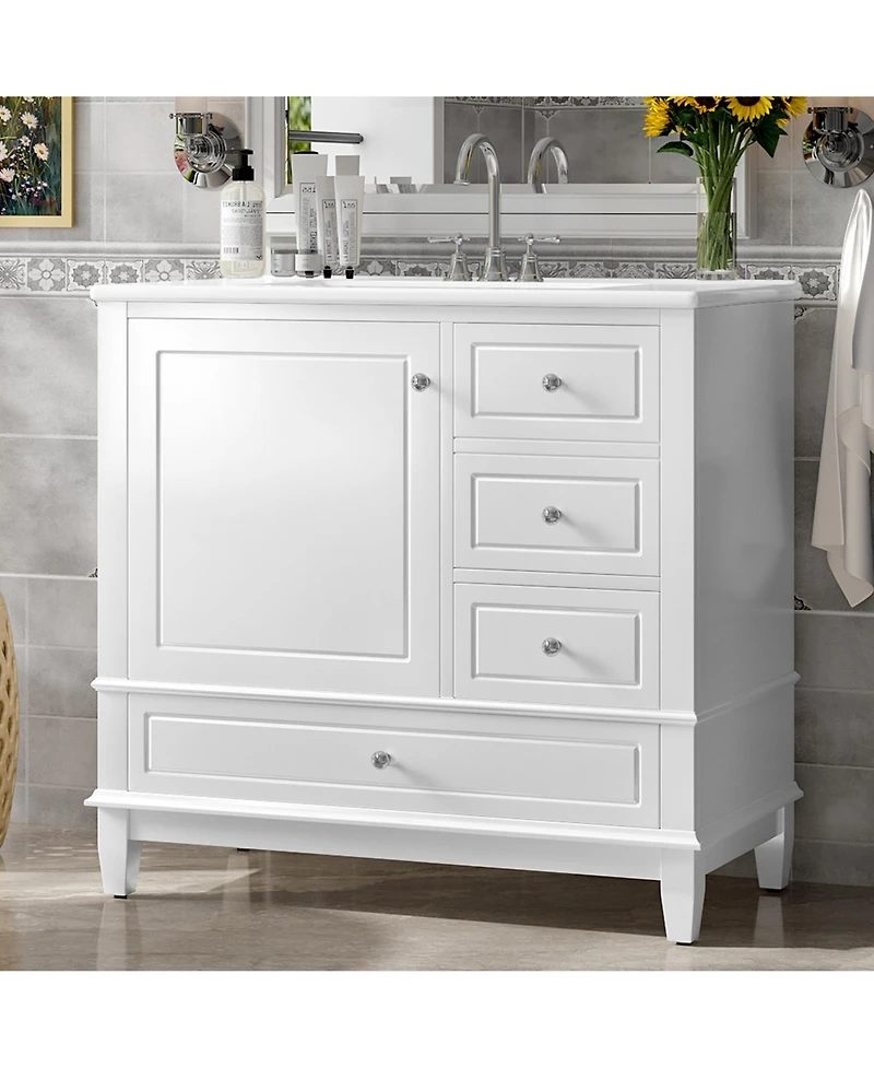Cesicia 36 in. Freestanding Bathroom Vanity Cabinet with Ceramic Sink
