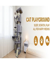 Aostirmotor 84.6 in Dark Gray Cat Tree Tower with Wide Base