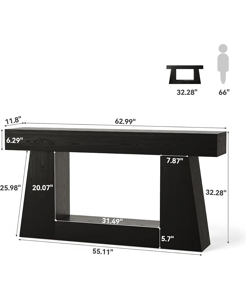 Tribesigns 63" Farmhouse Console Table with Storage, Rustic Long Sofa for Entryway & Behind Couch, Narrow Hallway