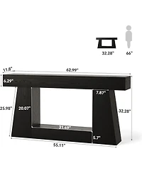 Tribesigns 63" Farmhouse Console Table with Storage, Rustic Long Sofa for Entryway & Behind Couch, Narrow Hallway