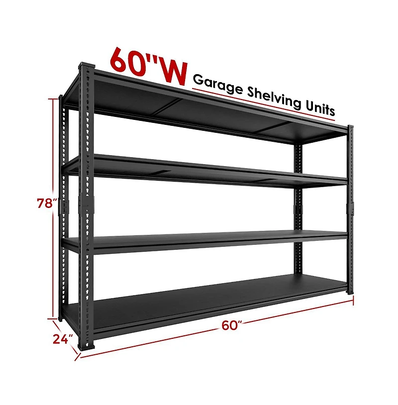 Lovmor 4-Tier 60 in W x 78 in H x 24 in D Adjustable Solid Plate Heavy Duty Metal Shelving Unit