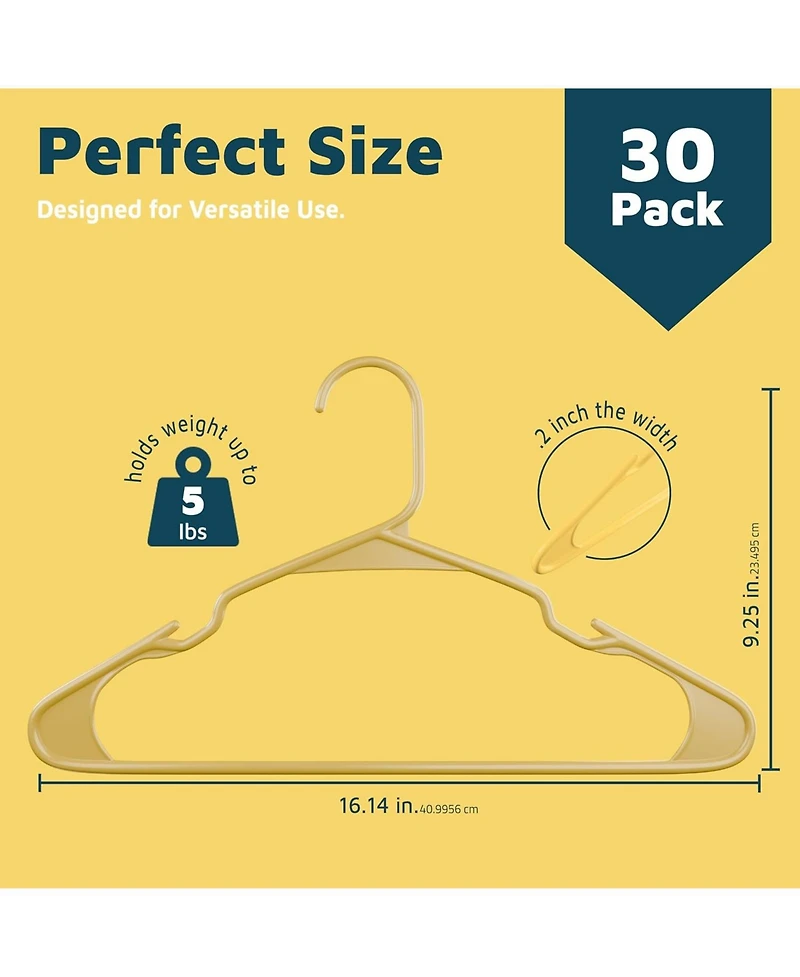 Lifemaster heavy-duty plastic hangers for clothes, dresses & coats non-slip grooves, space-saving design, holds 5 lbs -pack