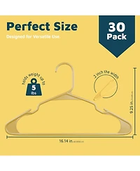 Lifemaster heavy-duty plastic hangers for clothes, dresses & coats non-slip grooves, space-saving design, holds 5 lbs -pack