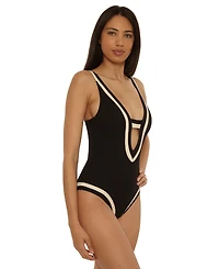 Becca Women's Rib Color-Block One-Piece Swimsuit