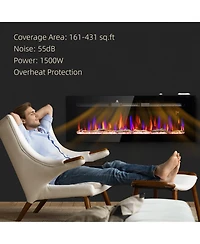 Homcom 50" Recessed or Wall Mounted Electric Fireplace w/ Remote Control