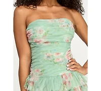 B Darlin Women's Strapless Pleated Gown