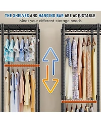 Raybee 88.2" W Clothes Rack Heavy Duty Clothing Racks for Hanging Clothes Extra Wide Portable Closet Loads Garment Rack for Bedroom