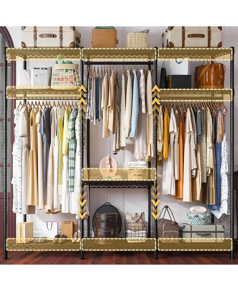 Raybee Heavy Duty Portable Adjustable Clothes Rack 795 lbs Load Garment Rack