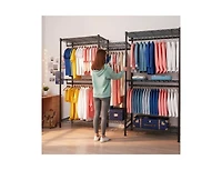 Raybee Clothes Rack with Shelves, Portable Metal Closet Organizer for Hanging Clothes, Adjustable, Max Load 900 lbs for Bedroom or Apartment