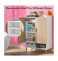 Slickblue Shoe Organizer Cabinet with Doors and Shelf
