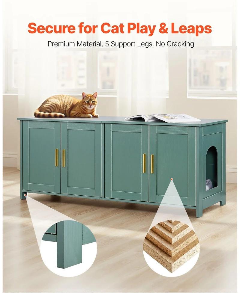 Cozito 47.2" 4-Door Wooden Litter Box Enclosure for Multi-Cats