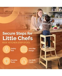 Sdadi Kids Kitchen Step Stool Holds up to 150 Pounds with Safety Rail