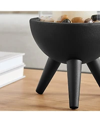 Danya B Molta Black Metal Bold Pedestal and Glass Pillar Votive Candle Holder