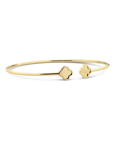 Devata Double Clover Bangle Bracelet in 14K Gold, Fits Small to Medium Wrist, Approx. 3.5 grams.