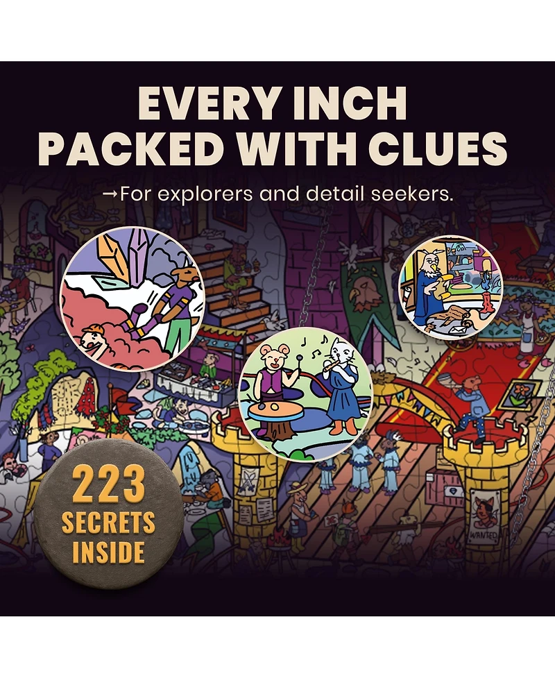 Quokka 1000 Piece Puzzle for Adults with 223 Hidden Secrets & Audio Story – Blush Lotus Kingdom