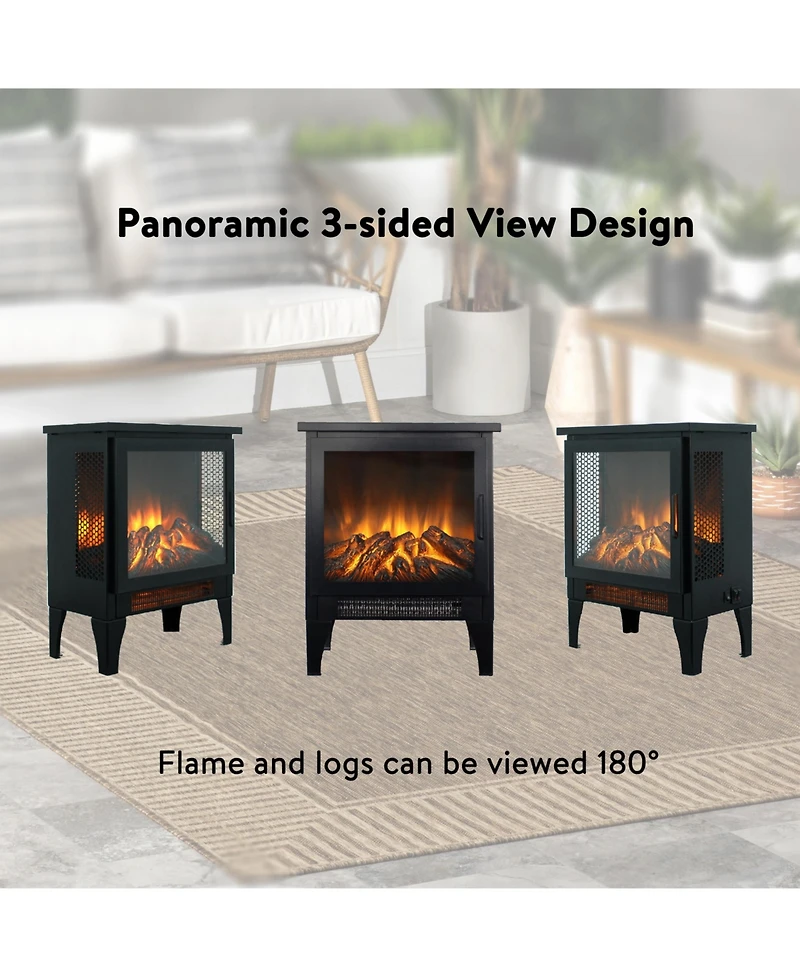 Flynama 17 inch Freestanding Electric Fireplace Stove heater with 3D Flame effect