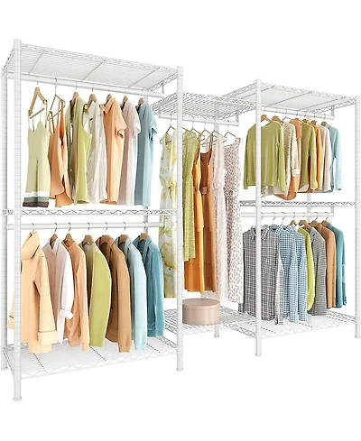 Raybee Clothing Rack for Hanging Clothes,Heavy Duty Clothes Rack with Shelves,Portable Closet,Adjustable