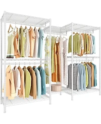 Raybee Clothing Rack for Hanging Clothes,Heavy Duty Clothes Rack with Shelves,Portable Closet,Adjustable