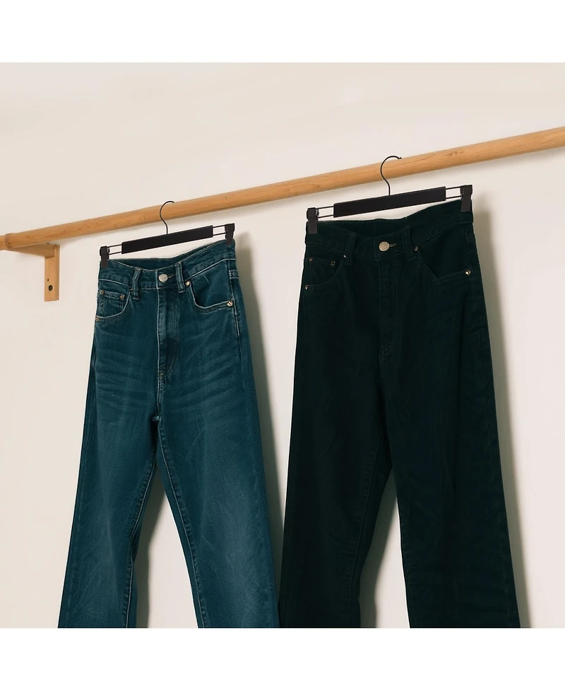 BP4U -Pack Premium Wooden Pants Hangers with Adjustable Clip, Heavy Duty Solid Wood Skirt Bottom for Trousers, Dress Slacks, Dresses