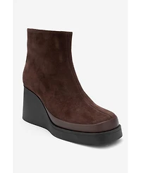 Forever & Always Shoes Women's Livia Leather Wedge Boot