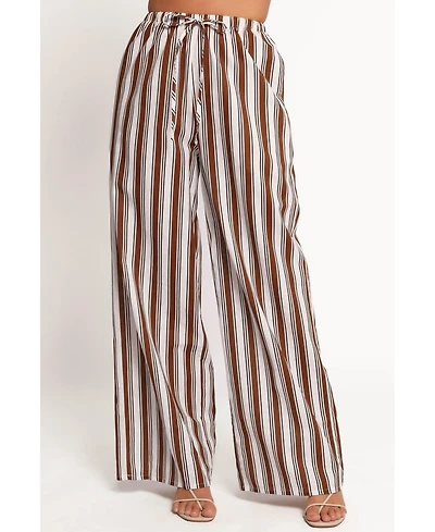 Petal and Pup Women's Thalia Wide Leg Pant - Chocolate Stripe