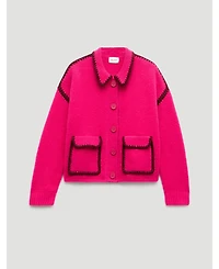 Hush Women's Wool Blend Whipstitch Trim Shirt Jacket