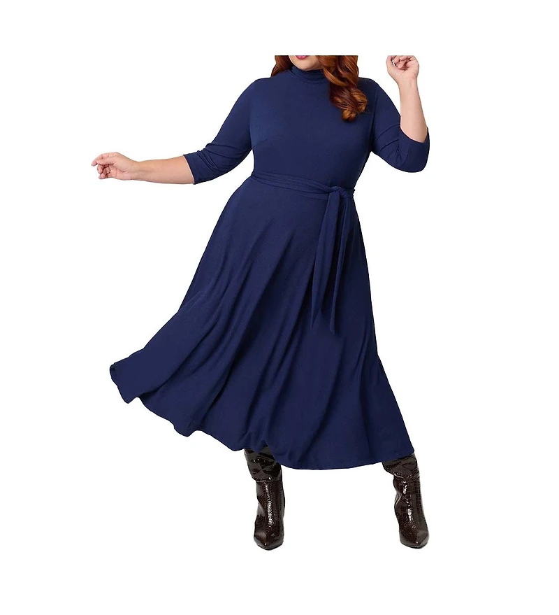 Unique Vintage Plus 1950s Turtleneck Midi Dress
