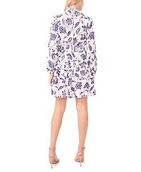 1.state Women's Smocked Mock Neck Long-Sleeve Mini Dress