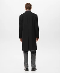 Mango Men's Long Double-Breasted Wool Coat