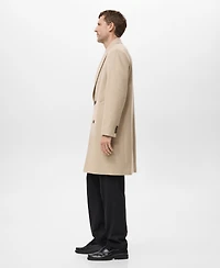 Mango Men's Long Double-Breasted Wool Coat