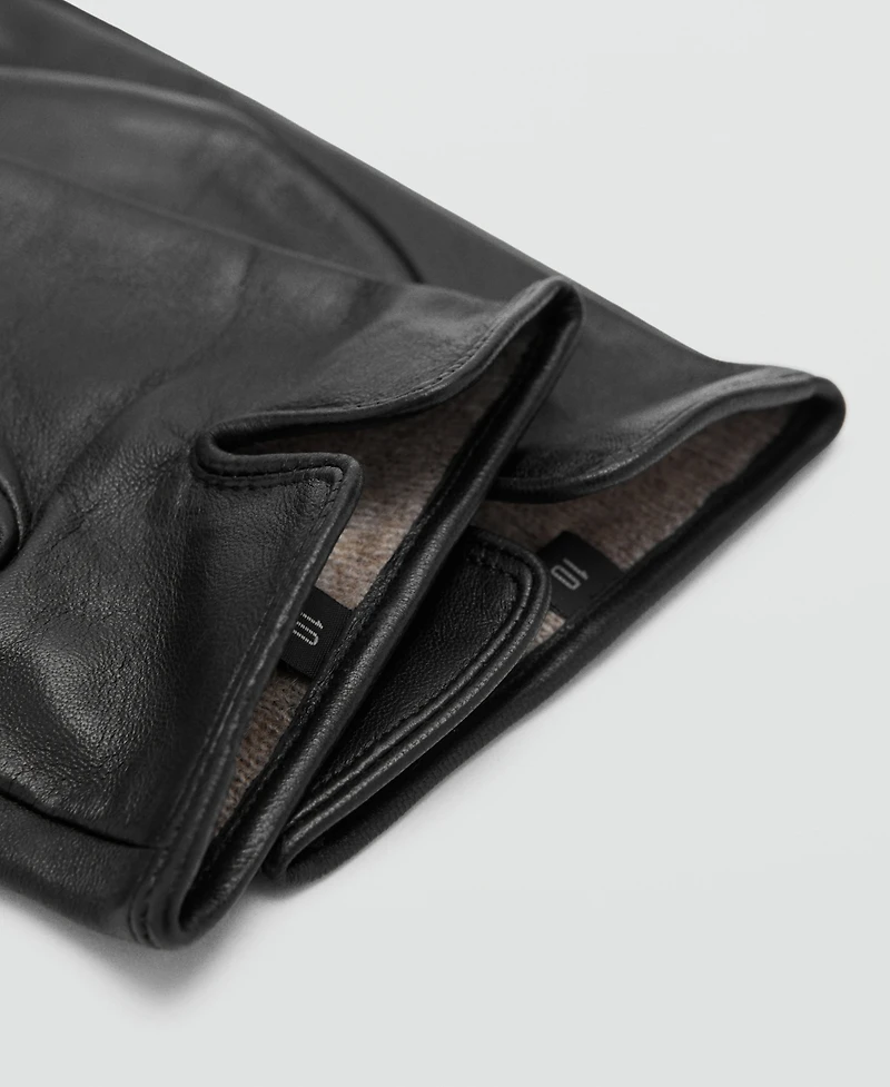 Mango Men's Stitching Detail Leather Gloves