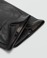 Mango Men's Stitching Detail Leather Gloves