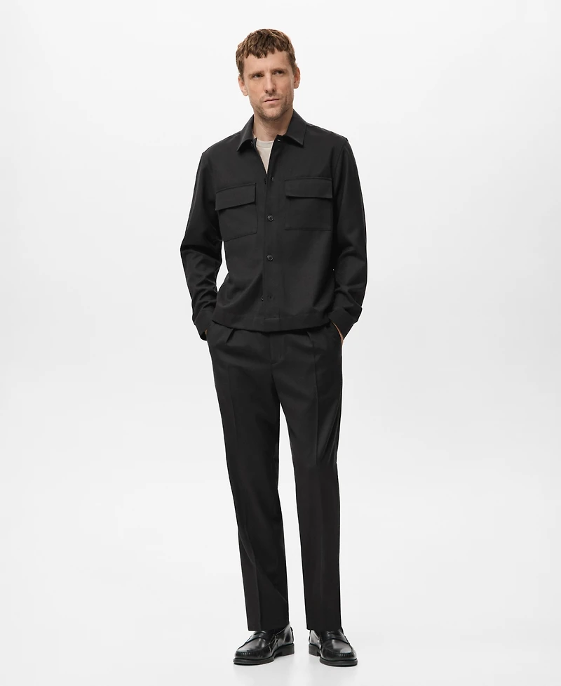 Mango Men's Pockets Flannel Overshirt