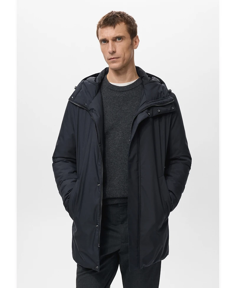 Mango Men's Detachable Water-Repellent Quilted Parka