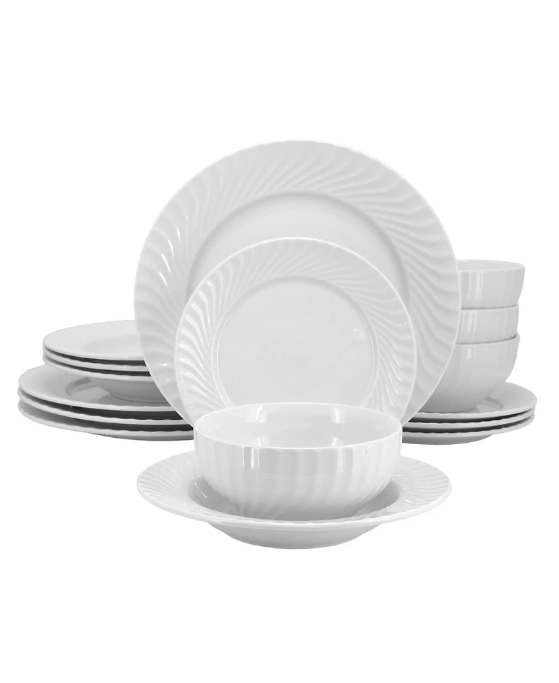 Elama Julia Scalloped 16-Pc. Dinnerware Set, Service For 4
