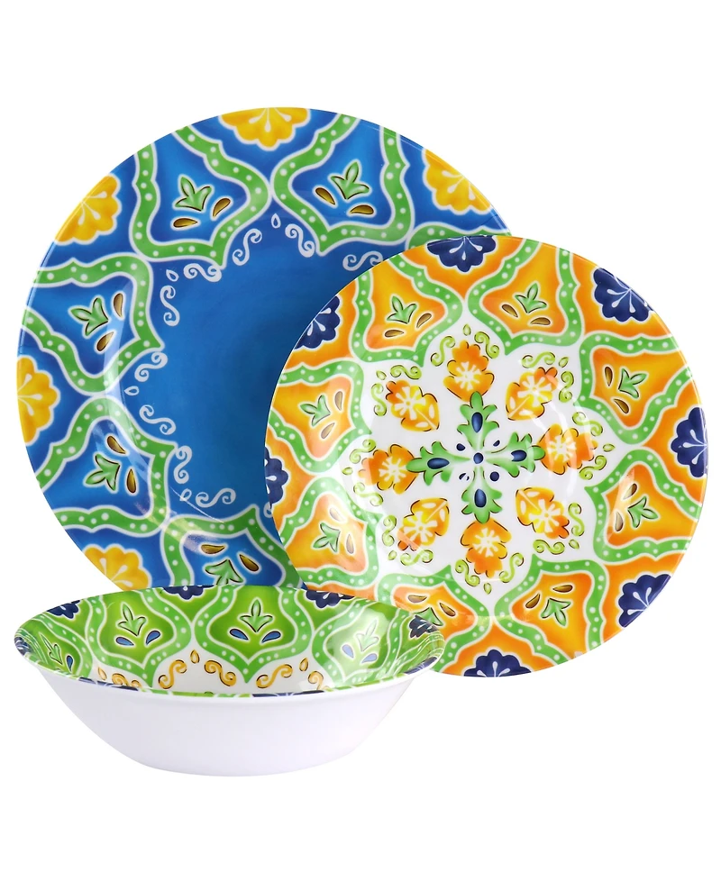 Elama Melamine Stapanya 12-Pc. Dinnerware Set, Service For 4