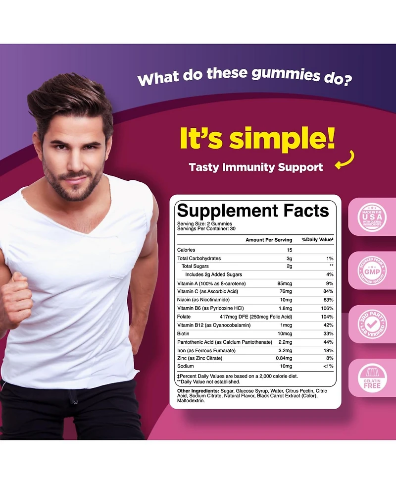 Adult Iron Vitamin Gummies, Grape, 60ct