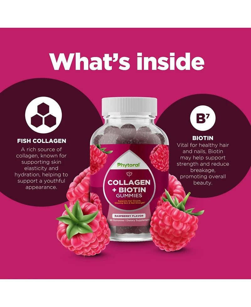 Ph Collagen + Biotin Gummies, Raspberry, 90ct