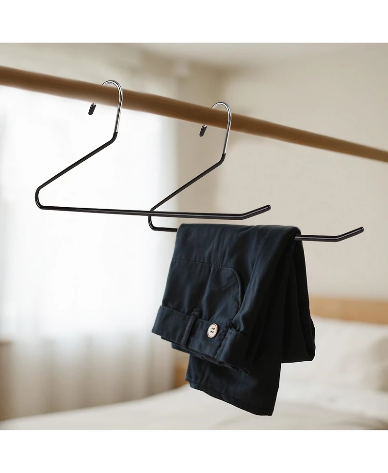 BP4U Open-Ended Heavy Duty Metal Pants Hangers, Space Saving Steel Towel & Scarf Hangers for Jeans, Trousers, Dresses