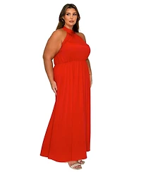 L I V D Women's Plus Cassia Halter Neck Dress