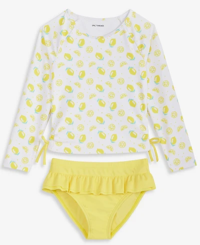 Epic Threads Toddler Girls' 2T-5T Lemon-Print Long-Sleeve Rash Guard Swimsuit, 2-Piece Set, Macy's Exclusive