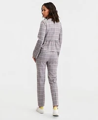 Liverpool Los Angeles Womens Glen Plaid Peplum Jacket Kelsey Glen Plaid Straight Leg Pants