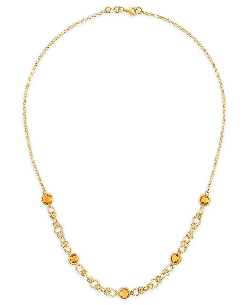 Macy's Amethyst (4 ct. t.w.) Station Diamond Cut Circle Necklace 14k Gold Over Sterling Silver (Also Available Citrine and Onyx)