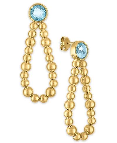 Macy's Amethyst (4 ct. t.w.) Beaded Loop Drop Earrings 14k Gold Over Sterling Silver (Also Available Sky Blue Topaz)